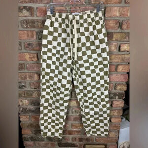 Urban Outfitters Green and Cream Checkered Pants